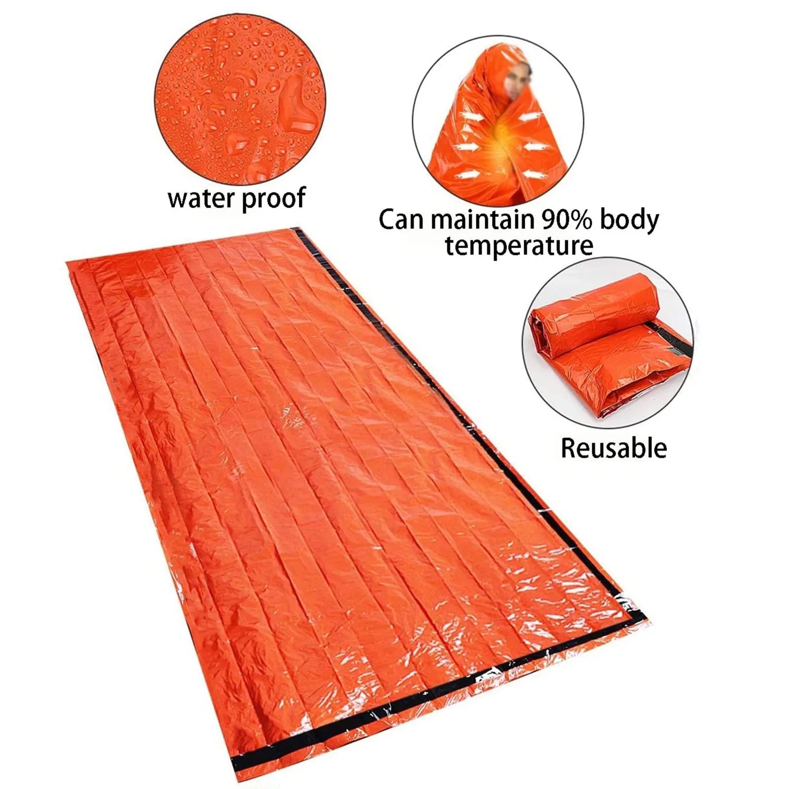 Waterproof Emergency Survival Sleeping Bag for Camping, Hiking, and First Aid