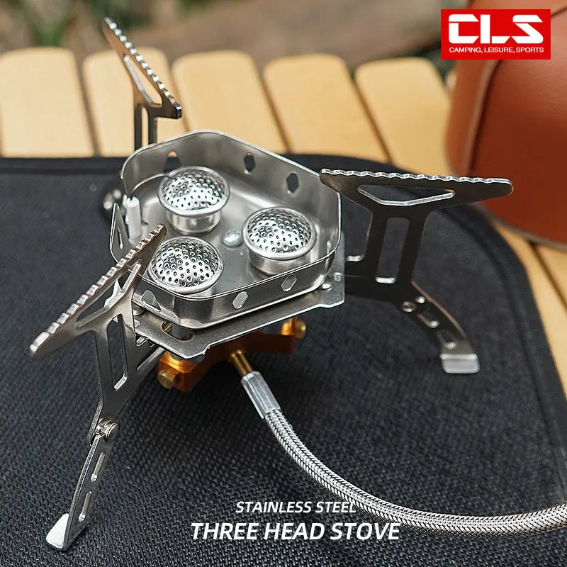 Foldable Portable Outdoor Three-Head Gas Stove Burner